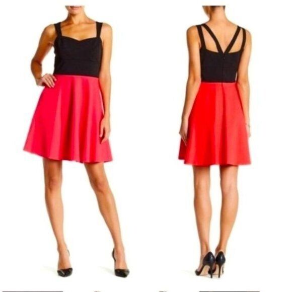 CeCe by Cynthia Steffe Margot Color Block Fit & Flare Dress Size 4 - Picture 1 of 14